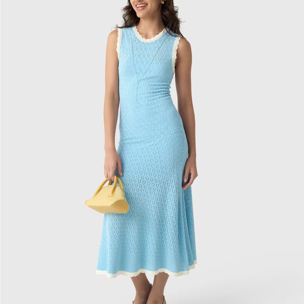 NWT Sea New York Blue Midi Dress with Contrast Trim